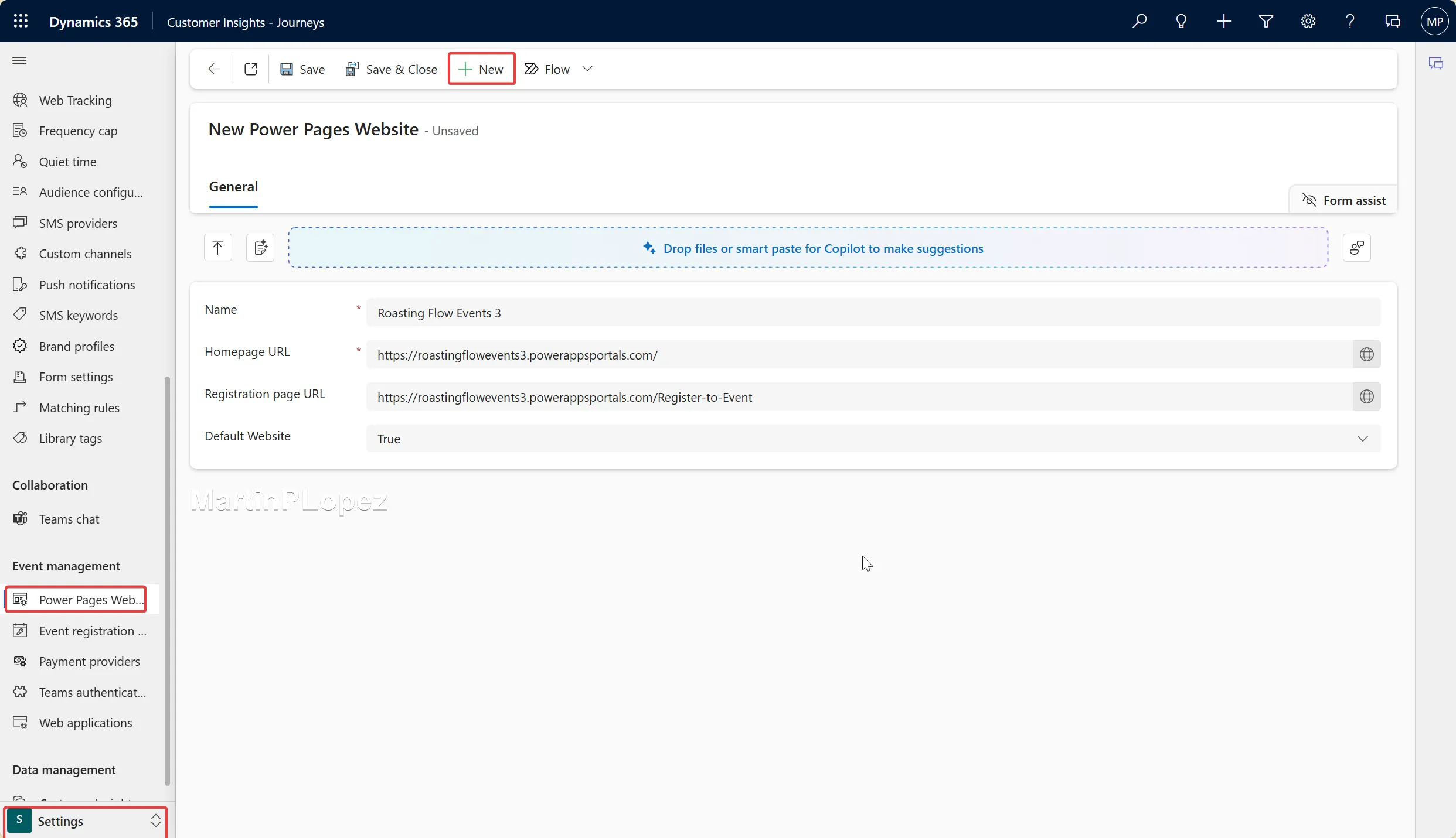 Include in the Registration page URL the portal URL plus the path '/Register-to-Event'. Use this screenshot as an example. Fill the URL in this format